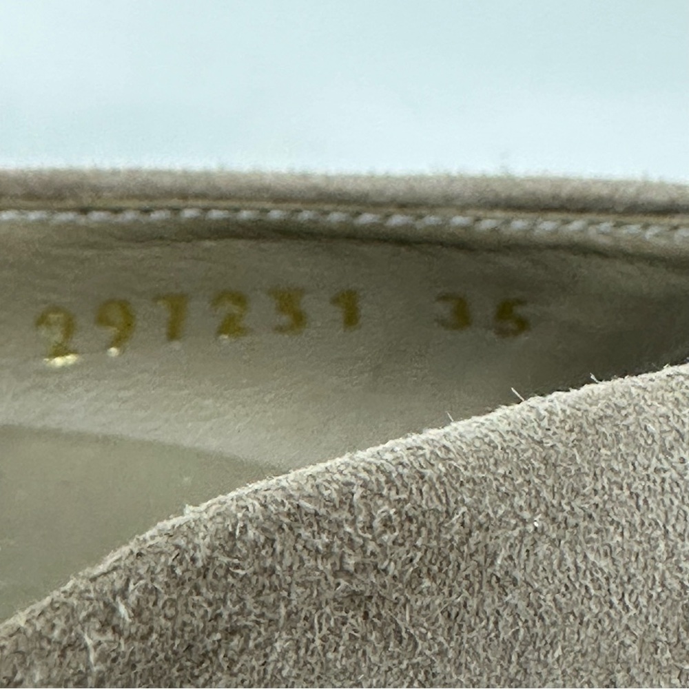 GUCCI Horsebit Accent Suede Wedge Pumps Heels Taupe Womens 35 5 - Picture 12 of 14